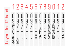image of Shiny No. 0-12 traditional number stamp band layout